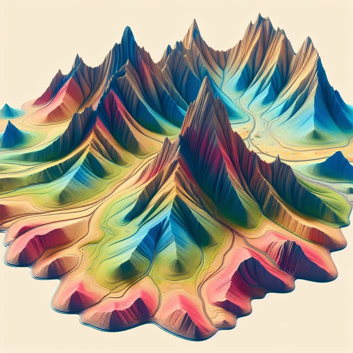 Majestic Phallic Mountain Range | Vibrant & Surreal Colors