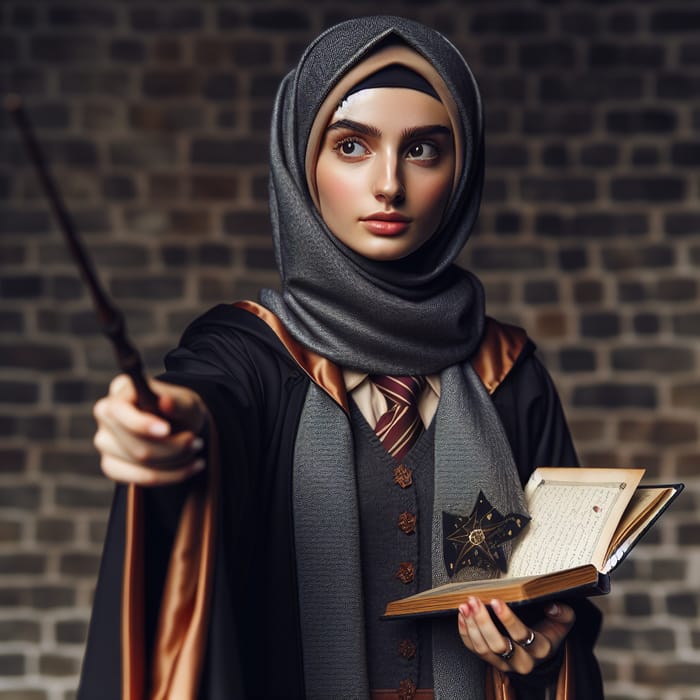 Muslim Hermione: Young Middle-Eastern Female Wizard in Traditional Robes