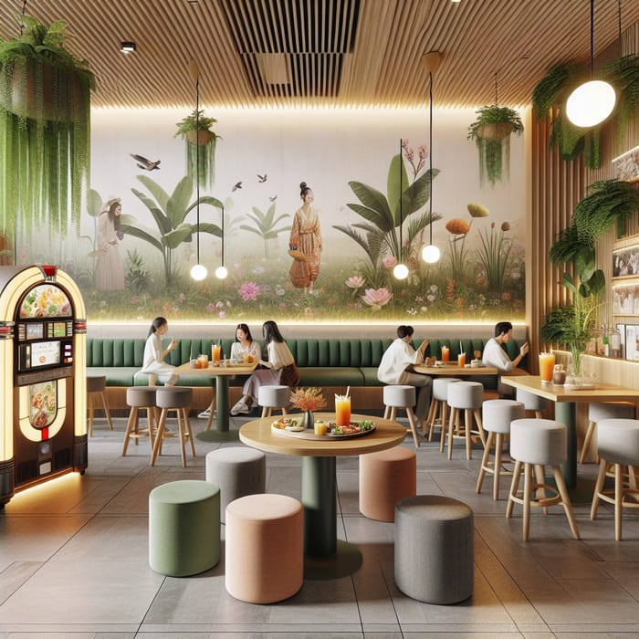 Vegetarian Lounge: Stylish Ambiance, Plant Murals & Delicious Dishes