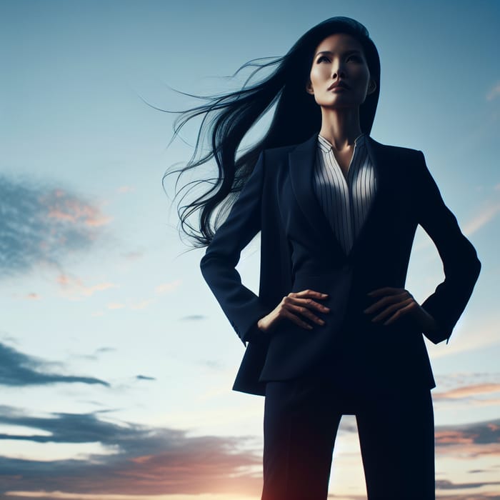 Empowered Asian Woman: Symbol of Strength and Professionalism
