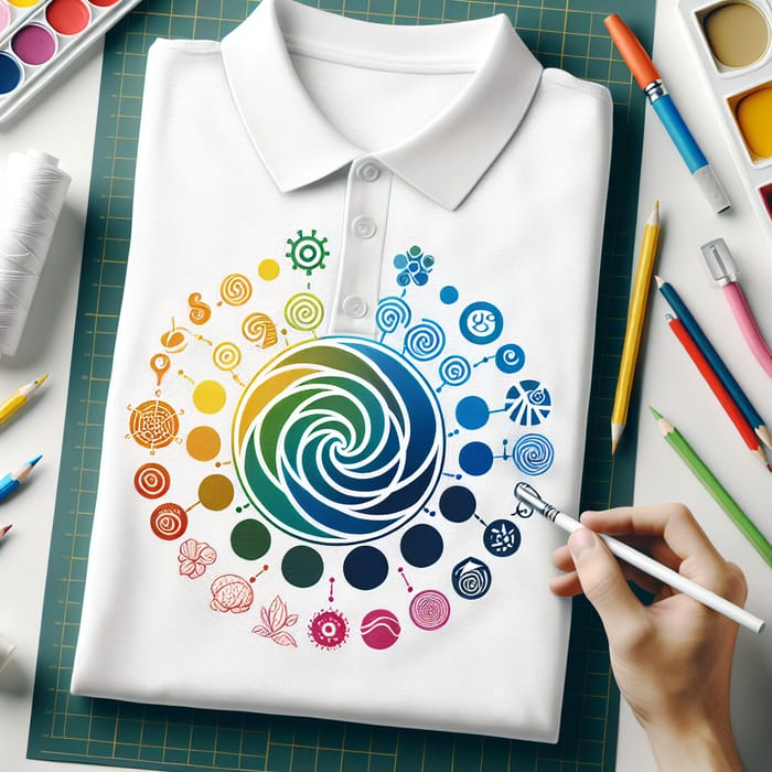 Minimalist Student Unity Design on White Polo Shirt