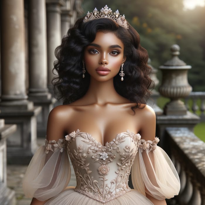 Elegant African-American Princess in Royal Splendor