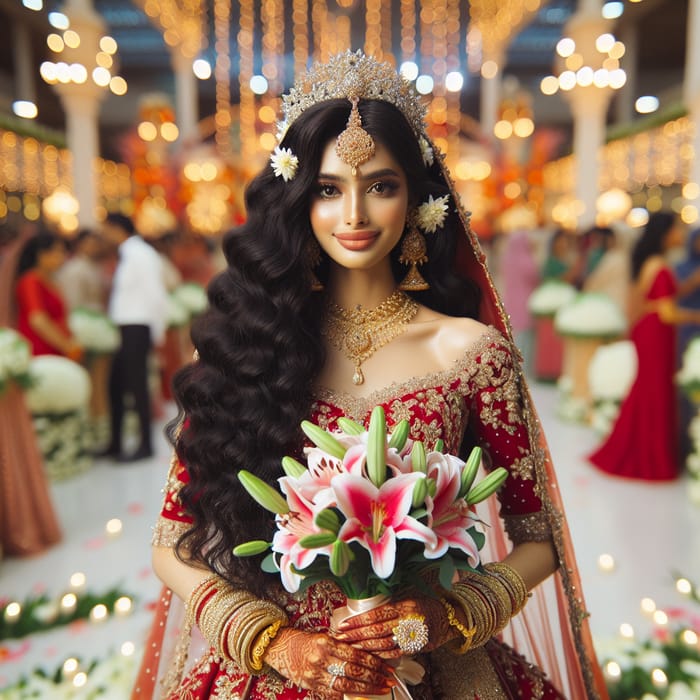 Exquisite South Asian Bride in Red Bridal Outfit