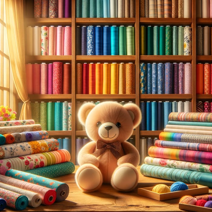 Charming Teddy Bear Fabric Scene
