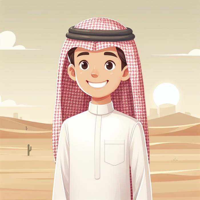 Saudi Boy in Traditional Thobe | Smiling Pose