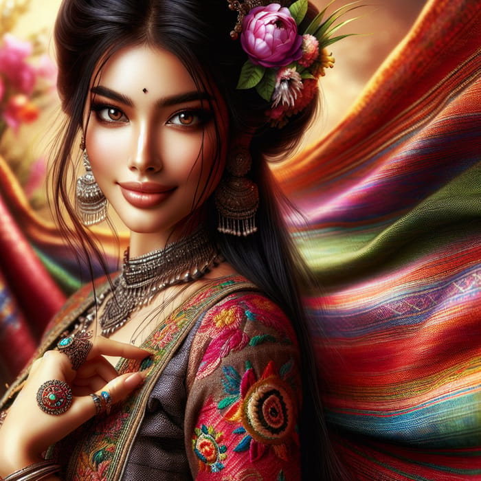 Beautiful South Asian Woman in Traditional Attire