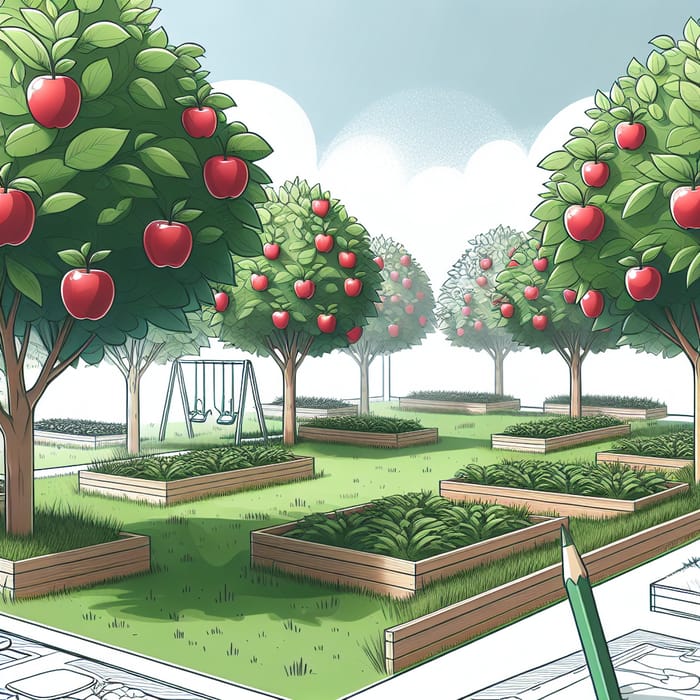 Apple Land for Kids: Fun Vector Art with Apple Trees