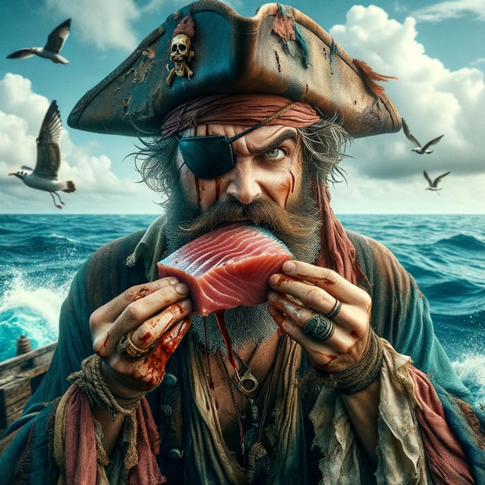 Pirate Eating Tuna - High Seas Adventure