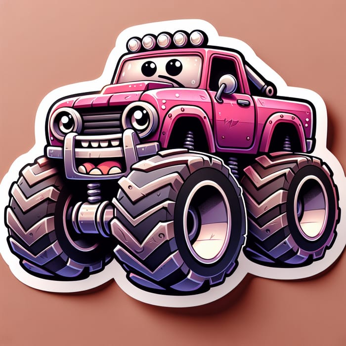 Delightful Pink Monster Truck Sticker Design