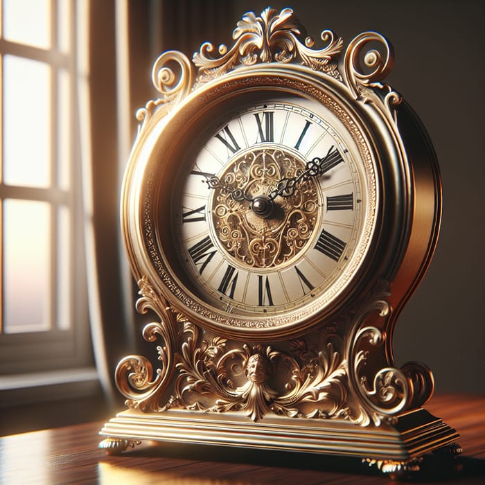 Vintage Brass Mantel Clock with Ornate Design