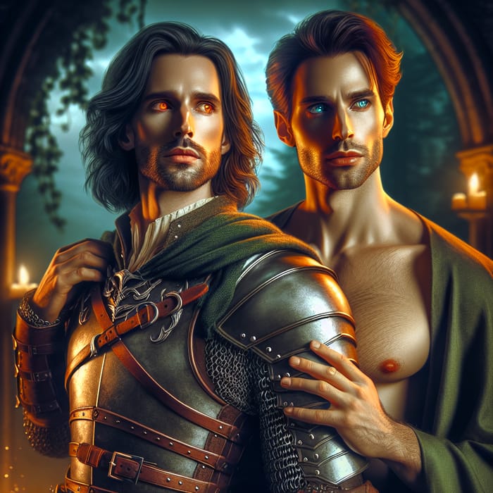 Romantic Fantasy Scene with D&D Male Lovers