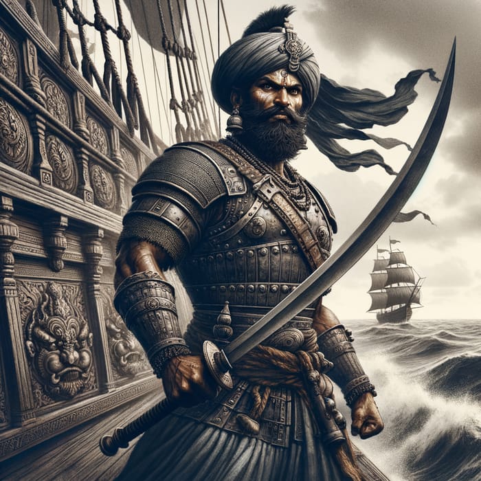 Maratha Warrior on Wooden Warship