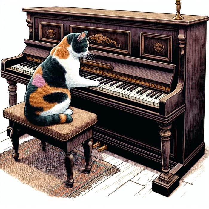 Cute Cat Playing Piano