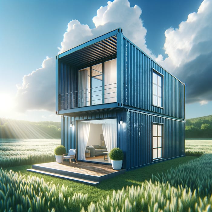 Modern Container House in Verdant Field | Recycled Shipping Containers