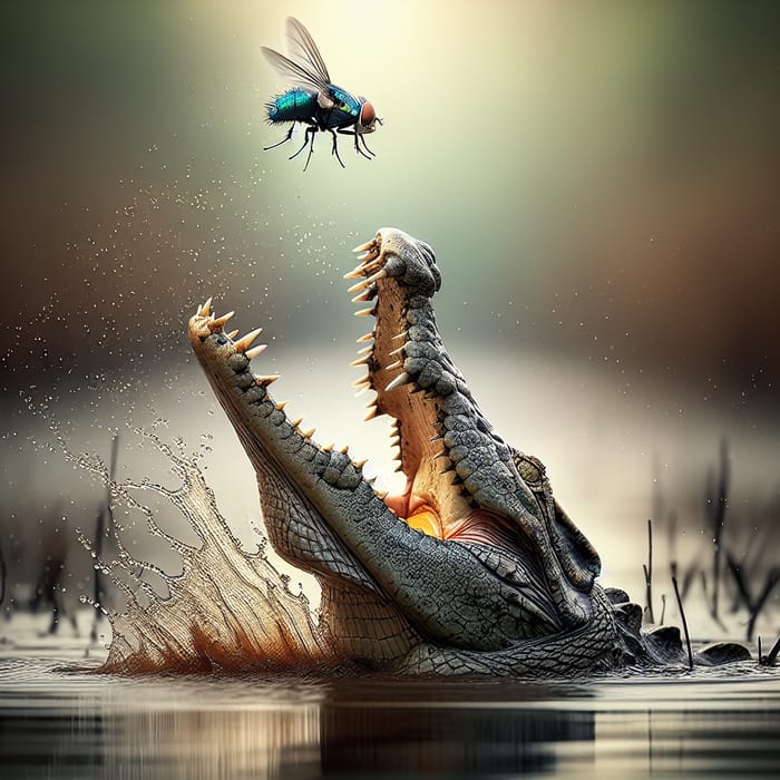 Epic Crocodile Scene: Predator Devouring Fly
