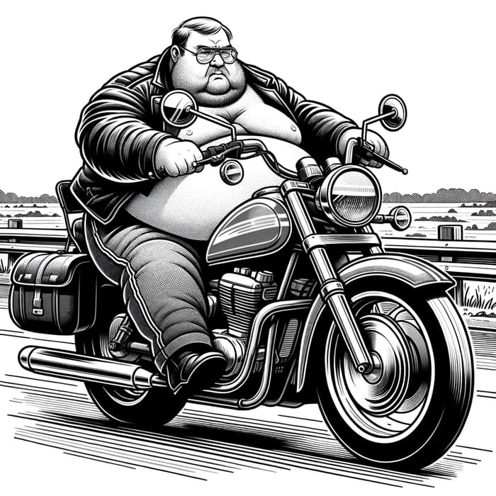 Russian Biker with Glasses and Big Belly site Name AI Art