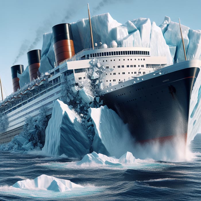 Huge Liner Collides with Massive Iceberg - Realistic Maritime Disaster Scene
