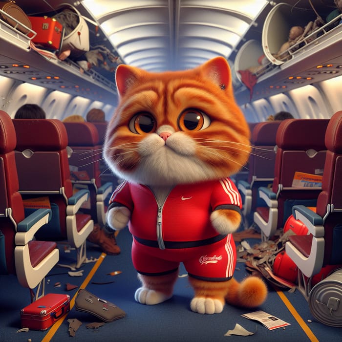 Realistic British Cat in Airplane Crash Scene