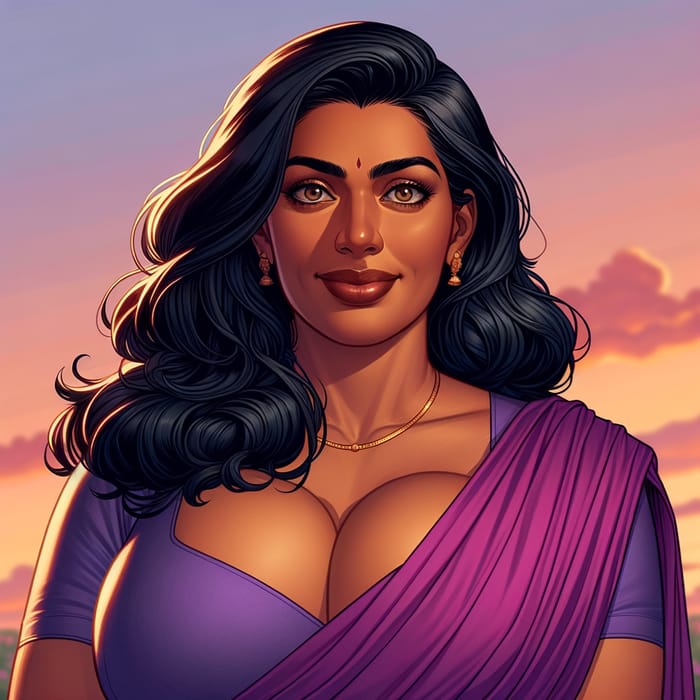 Beautiful Woman in Purple Sari with Stunning Curves | Portraiture