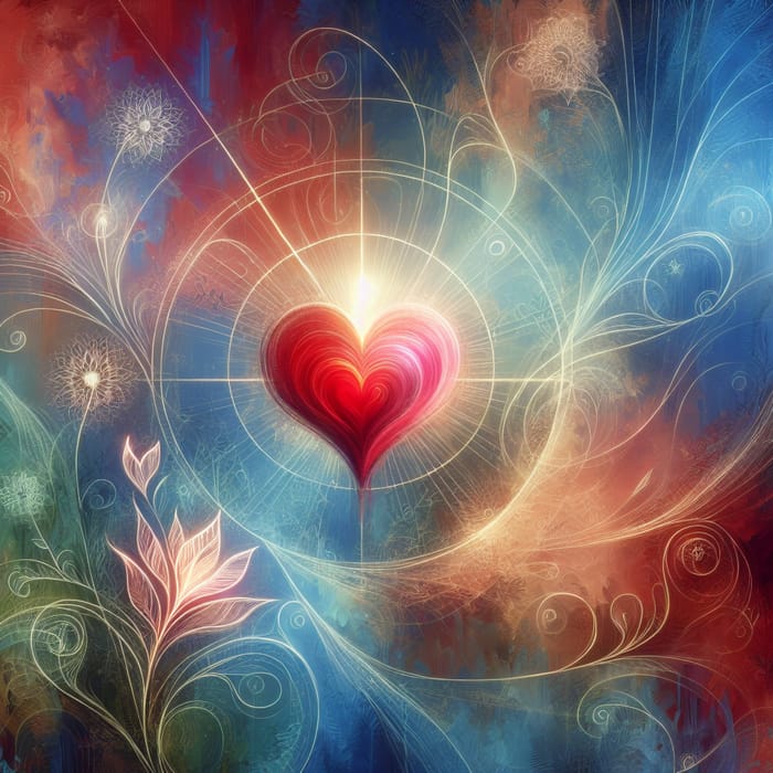 Abstract Love Imagery: Heart and Nature's Embrace