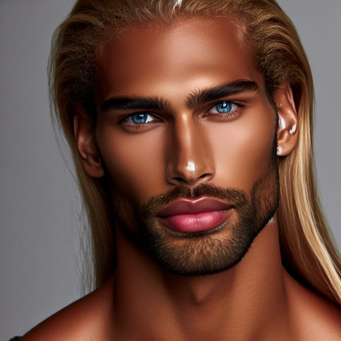 Handsome Muscular Black Man with Striking Blue Eyes
