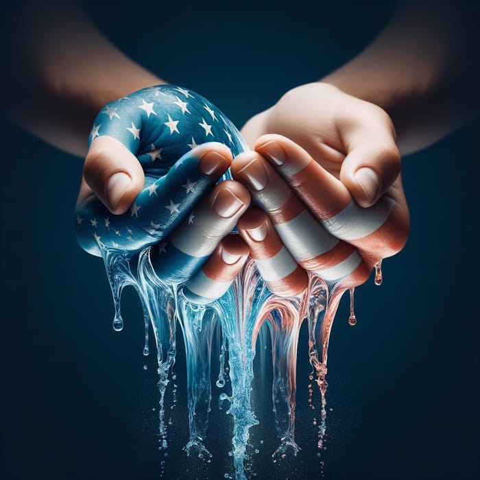 USA Flag Waterfall in Captivating Hands