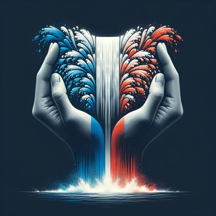 Patriotic Waterfall | Tribute Imagery with Cupped Hands