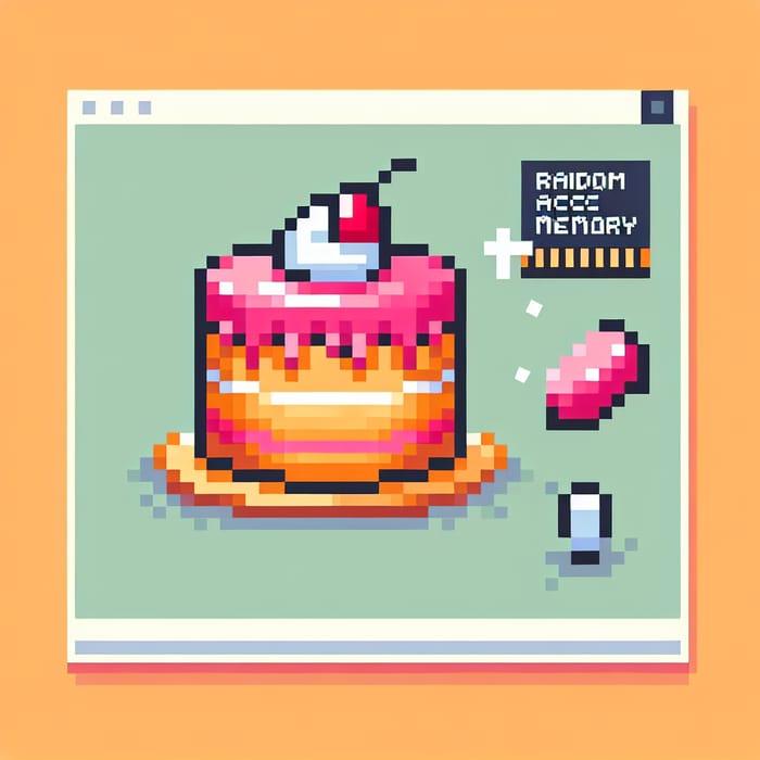 Vibrant Pixel Art Cake - Retro Gaming 8-Bit Aesthetic
