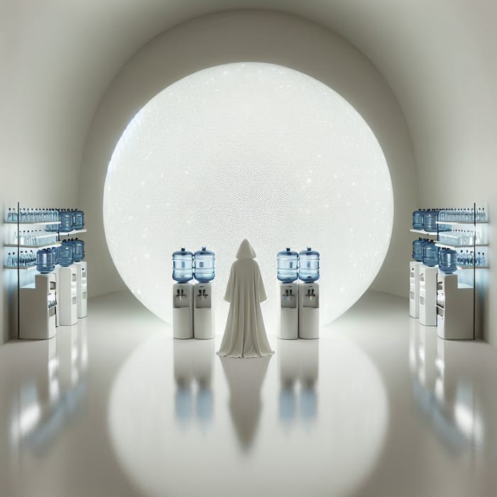 Elegant Round Room with Water Coolers and Bottles