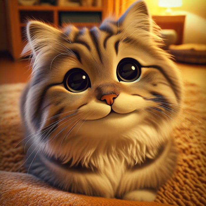 Cheerful Grey Striped Cat, Joyful Feline Imagery, AI Art Generator