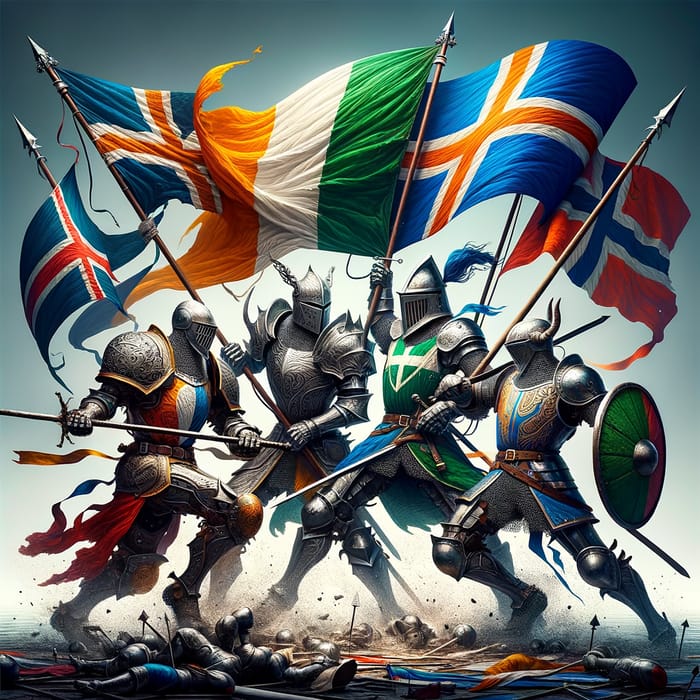 Flag-wielding Knights Battle in Epic Showdown