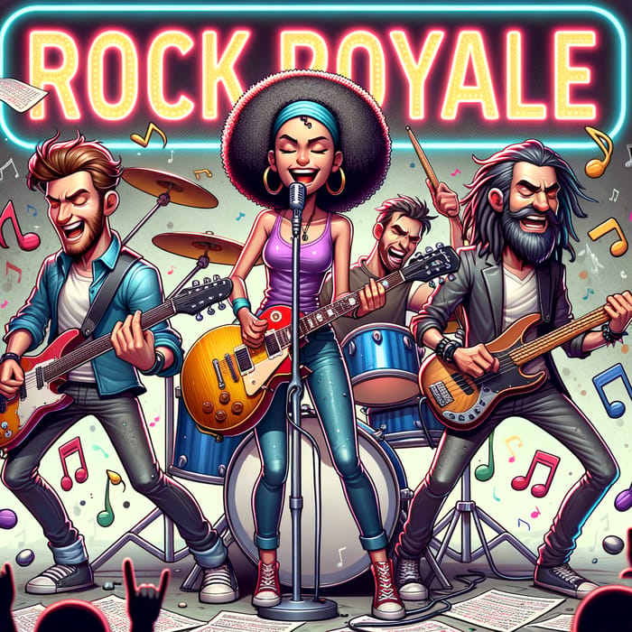 Rock Royale Magazine: Animated Diverse Rock Band Illustration