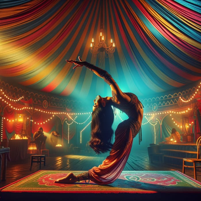 Captivating Circus Performance: South Asian Contortionist in Vibrant Setting
