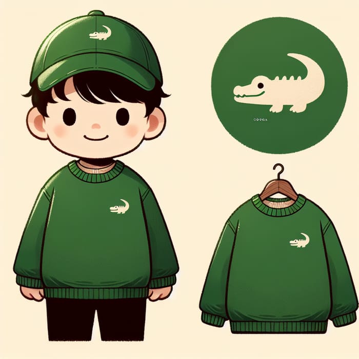 Young Boy in Lacoste Sweater | Stylish Crocodile Logo