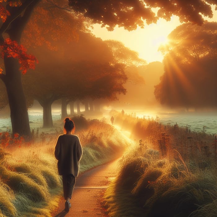 Morning Walk, Peaceful Landscape | Colorful Illustration