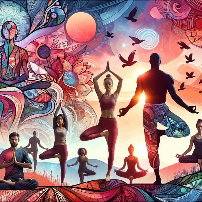 Serene Group Yoga Poses at Sunset | Harmonizing Mind-Body-Spirit