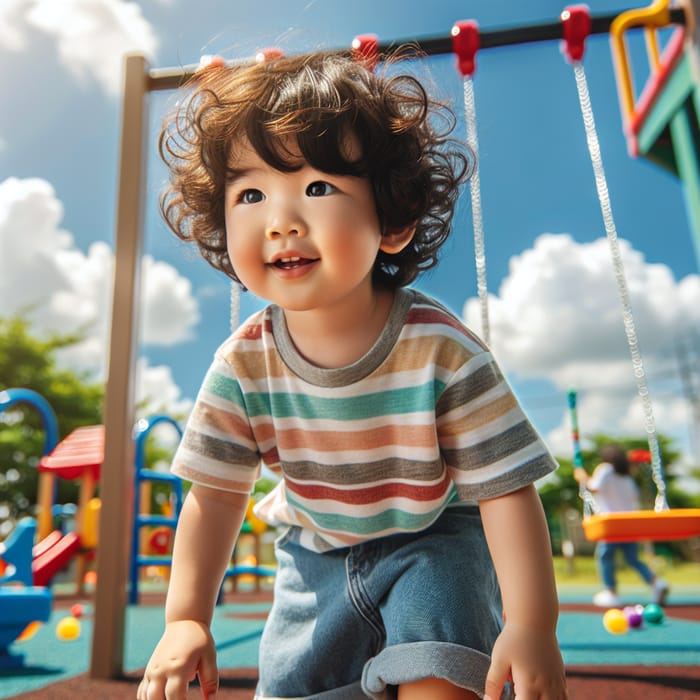 Adorable Child Playing in Vibrant Playground
