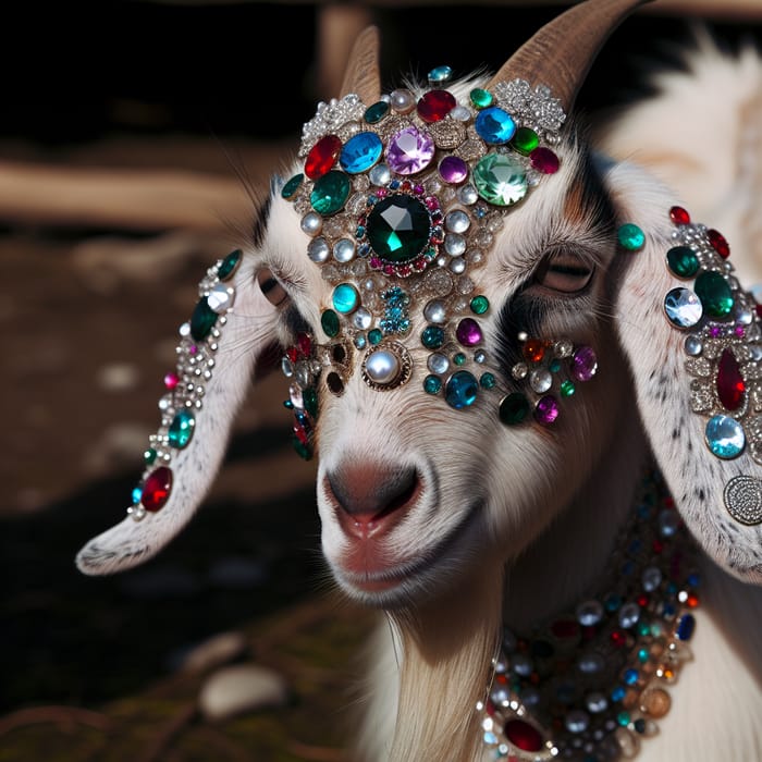 Resplendent Jeweled Goat | Lavish Gemstone Adornments