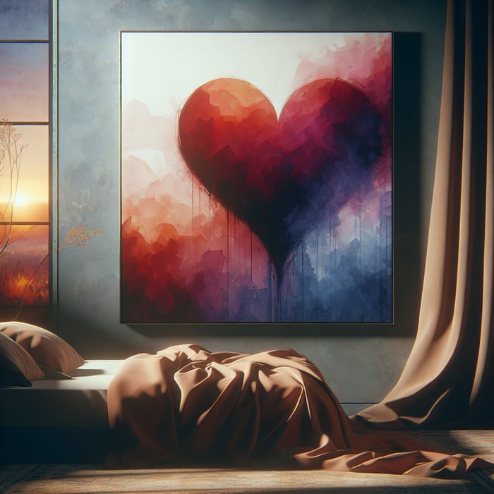 The Emptiness of Longing: Symbolic Heart in Red and Purple