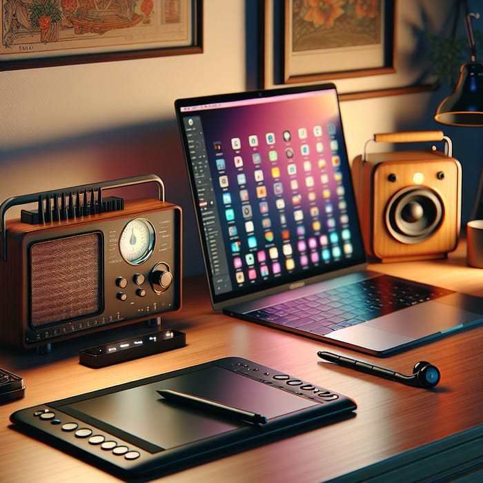 Electronics Collection on a Polished Desk