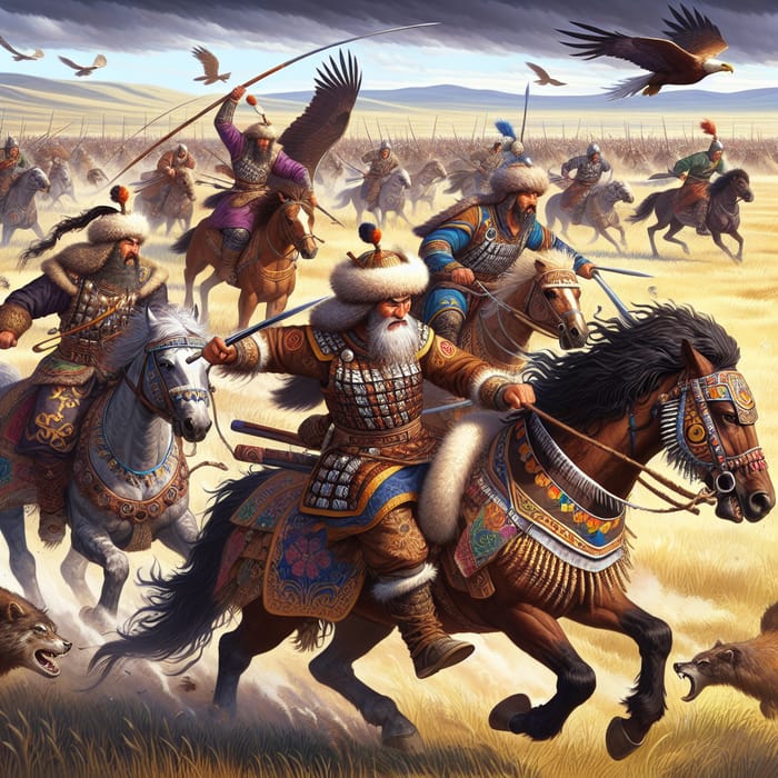 Kazakh Warriors Battle: Epic Steppes Conflict