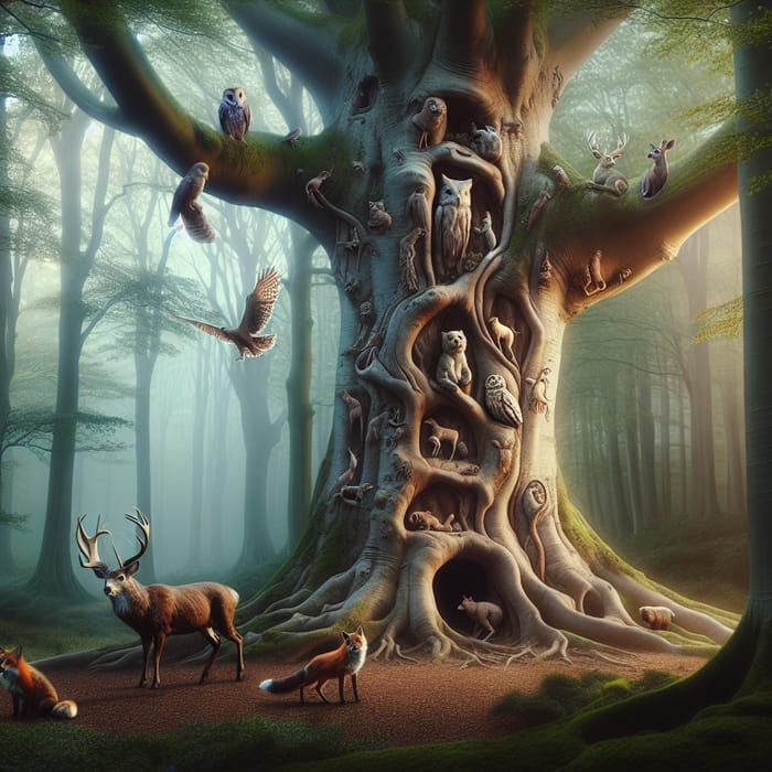Enchanted Forest Animals and Mystical Trees