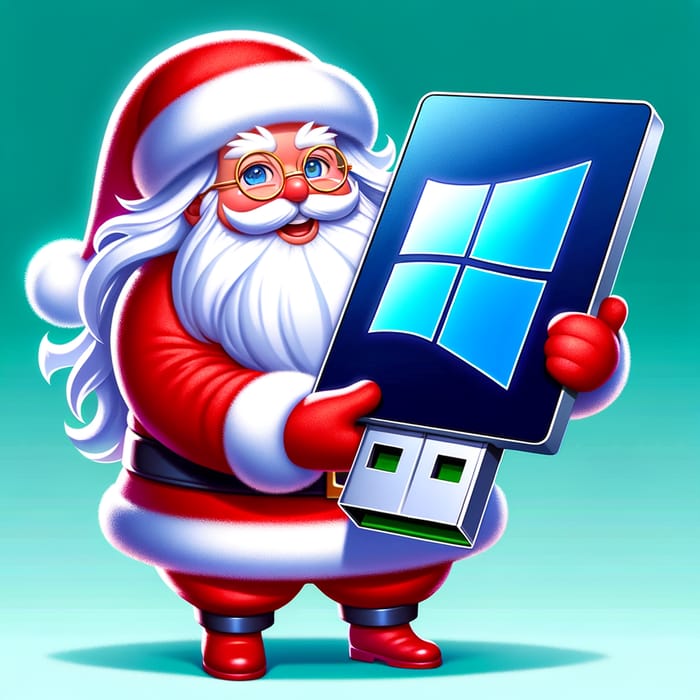 Santa Claus Bill Gates Installs Windows 12 OS with Realistic Graphics