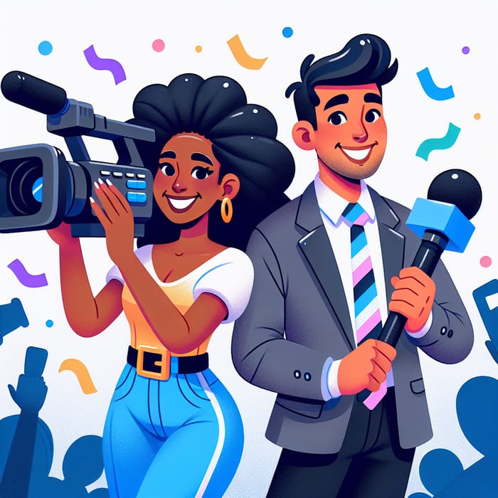Dynamic Reporters at Fun Event: Capturing with Camera and Mic