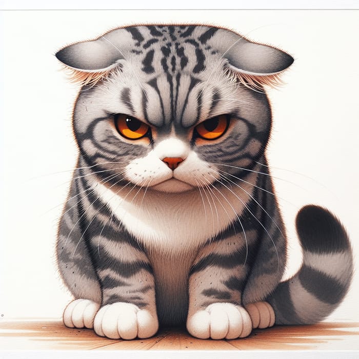 Angry Cat Illustration: Fierce Domestic Short-Haired Feline