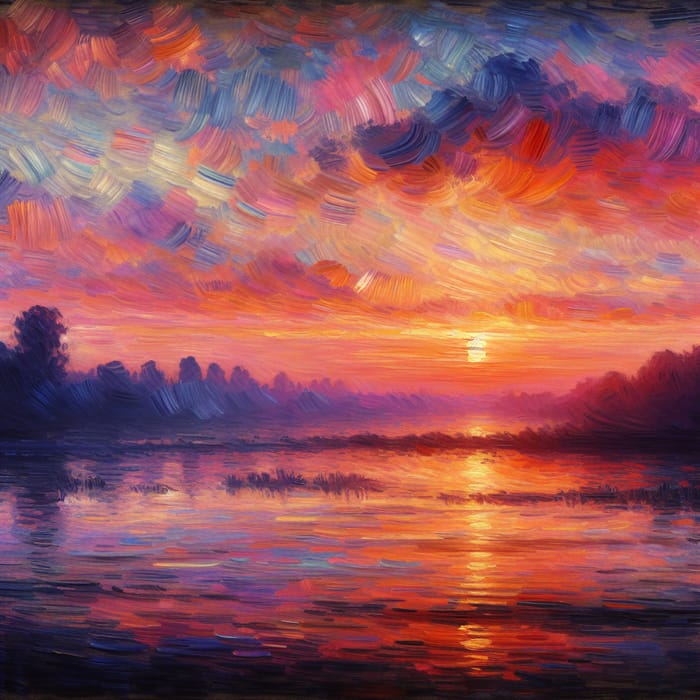 Impressionistic Sunset Artwork in Vivid Colors