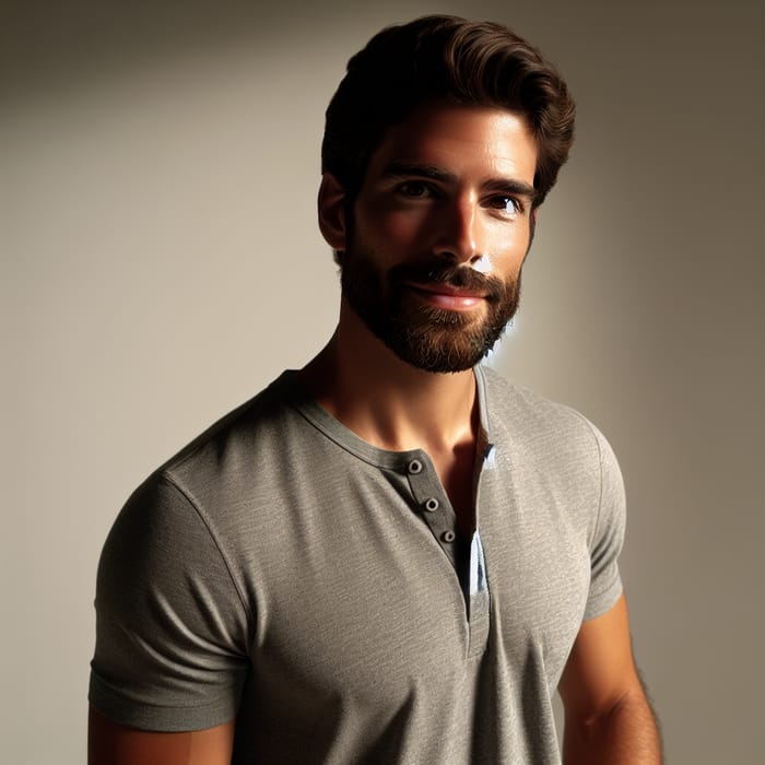 Tall Medium-Bearded 30-Year-Old Hispanic Man | Casual Attire Portrait