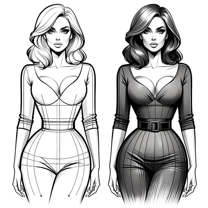 Create a Slim Thick Woman: Confident Hourglass Physique Illustration