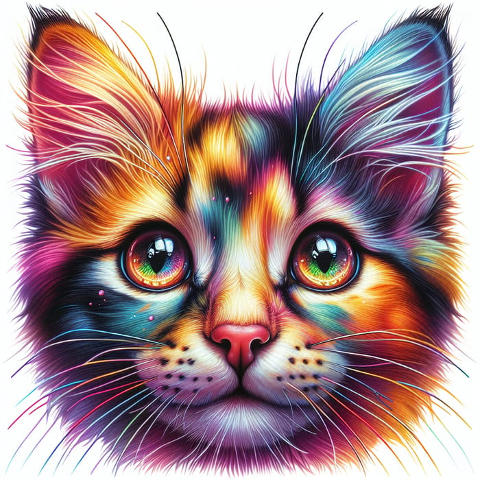 Colorful Cat Face Portrait