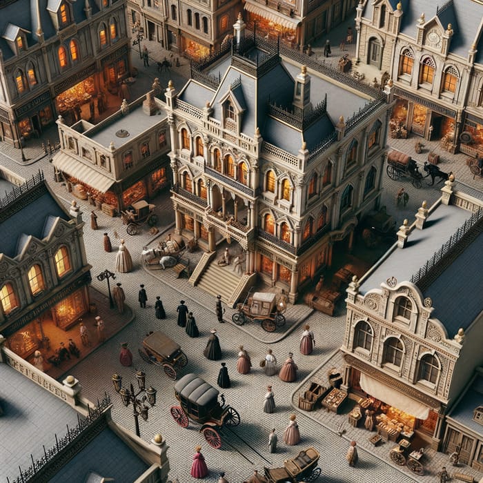 Victorian Town Top View | 18th Century Photorealism